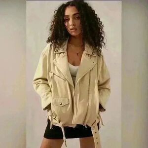 Free people REBEL KNIT MOTO JACKET CREAM